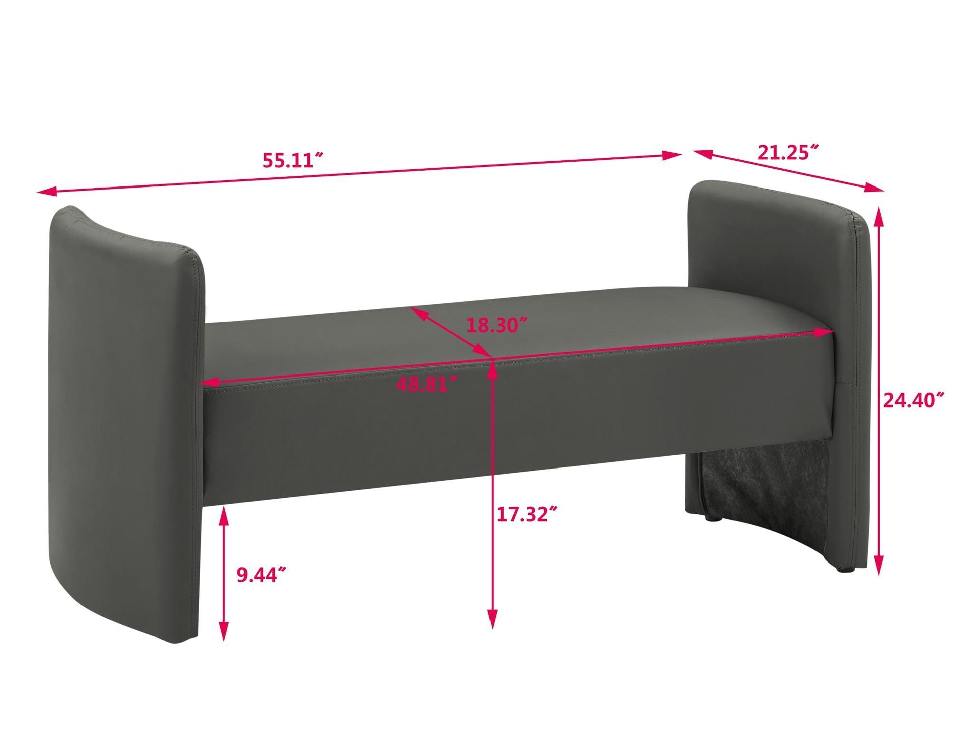 Modern Upholstered Bed Bench Entryway BenchOttoman with Armrest - FurniFindUSA