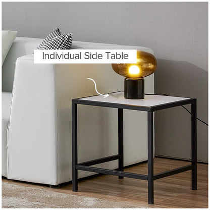 Modern Nesting coffee table Square & rectangle,Black metal frame with wood marble color top