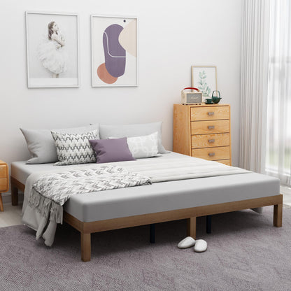 Queen Size Wood Platform Bed Frame,No Box Spring Needed,Strong Wood Slat Support, Easy Assembly - FurniFindUSA