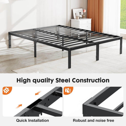 Bed Frame Metal Platform Bed Frame Mattress Foundation with Steel Slat Support - FurniFindUSA