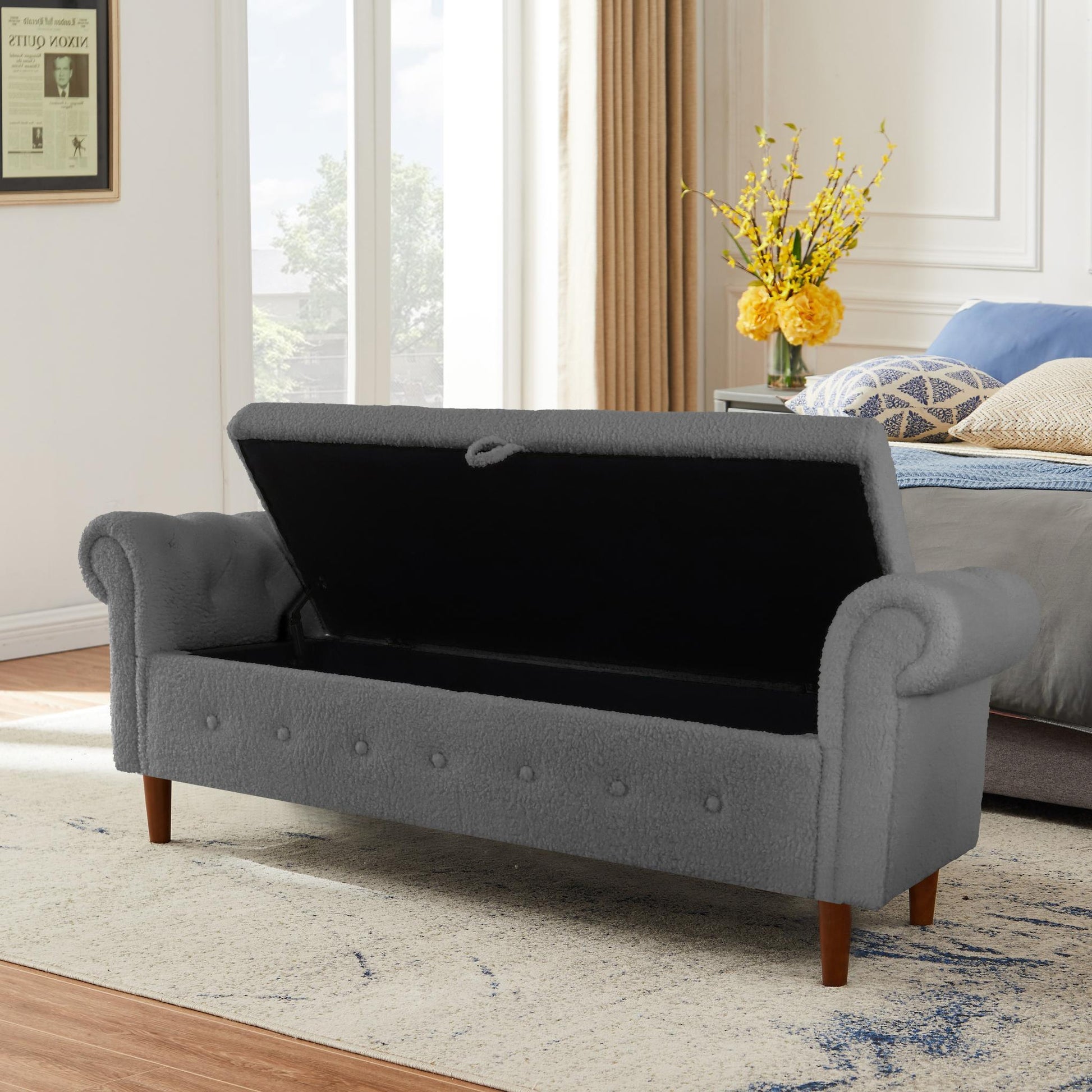 Teddy Teddy Multifunctional Flip Top Storage Bench Rectangular Sofa Stool Winter - FurniFindUSA