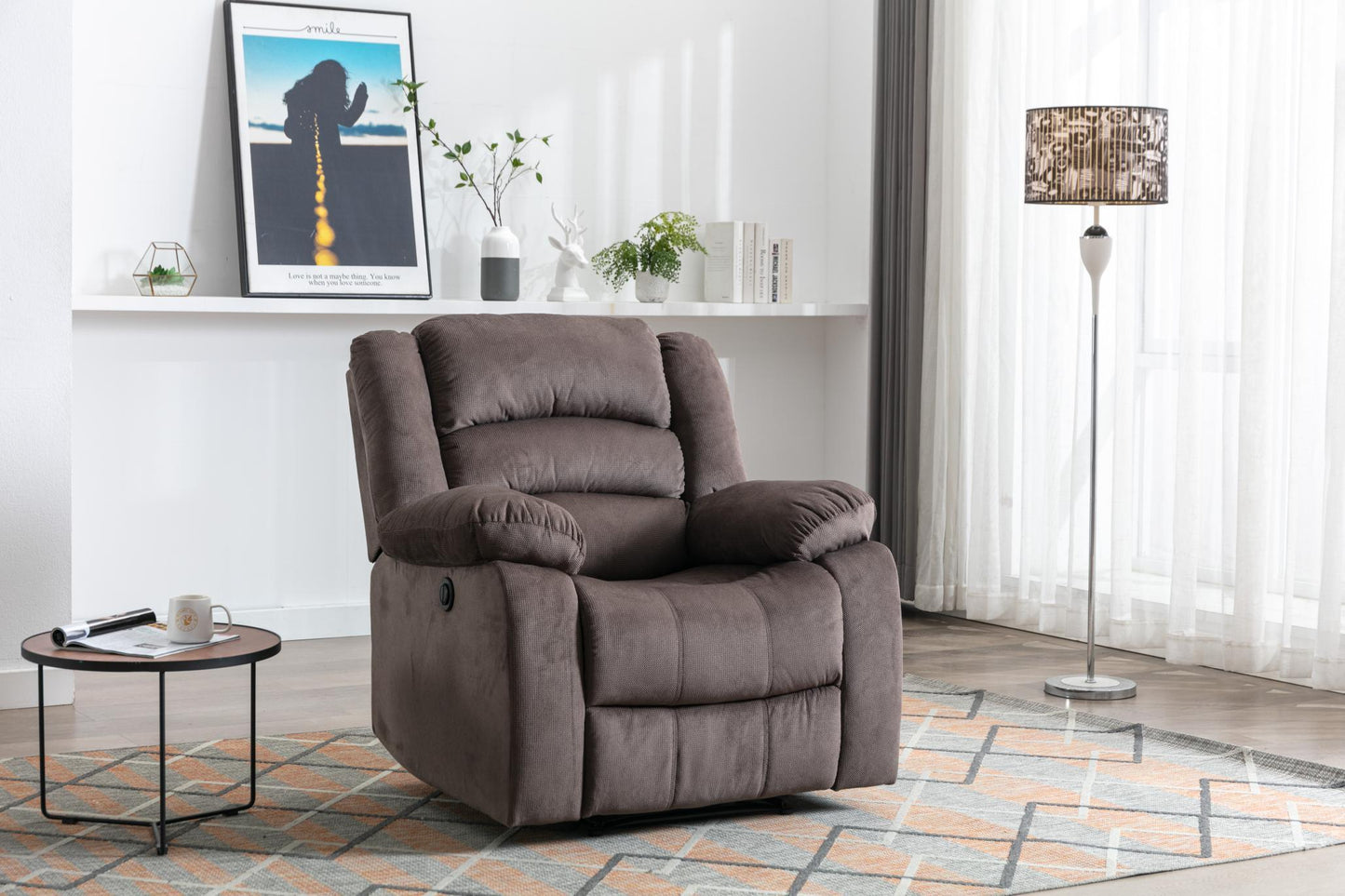 Classic Electric Recliner with Soft Cushion and Back, Small Sofa with Comfortable Armchair - FurniFindUSA