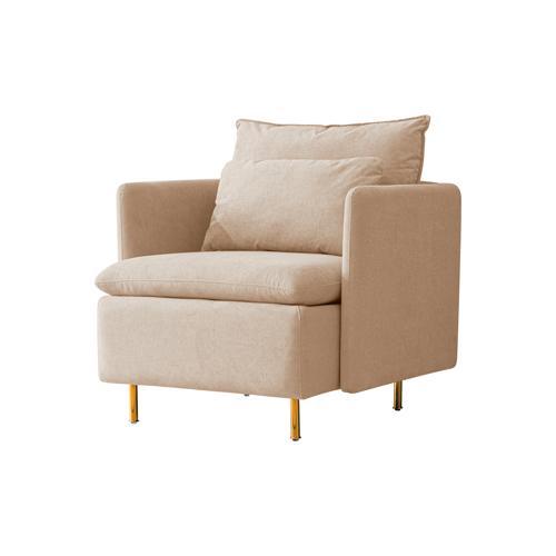 Modern fabric accent armchair, upholstered single sofa chair,Beige Cotton Linen-30.7'' - FurniFindUSA