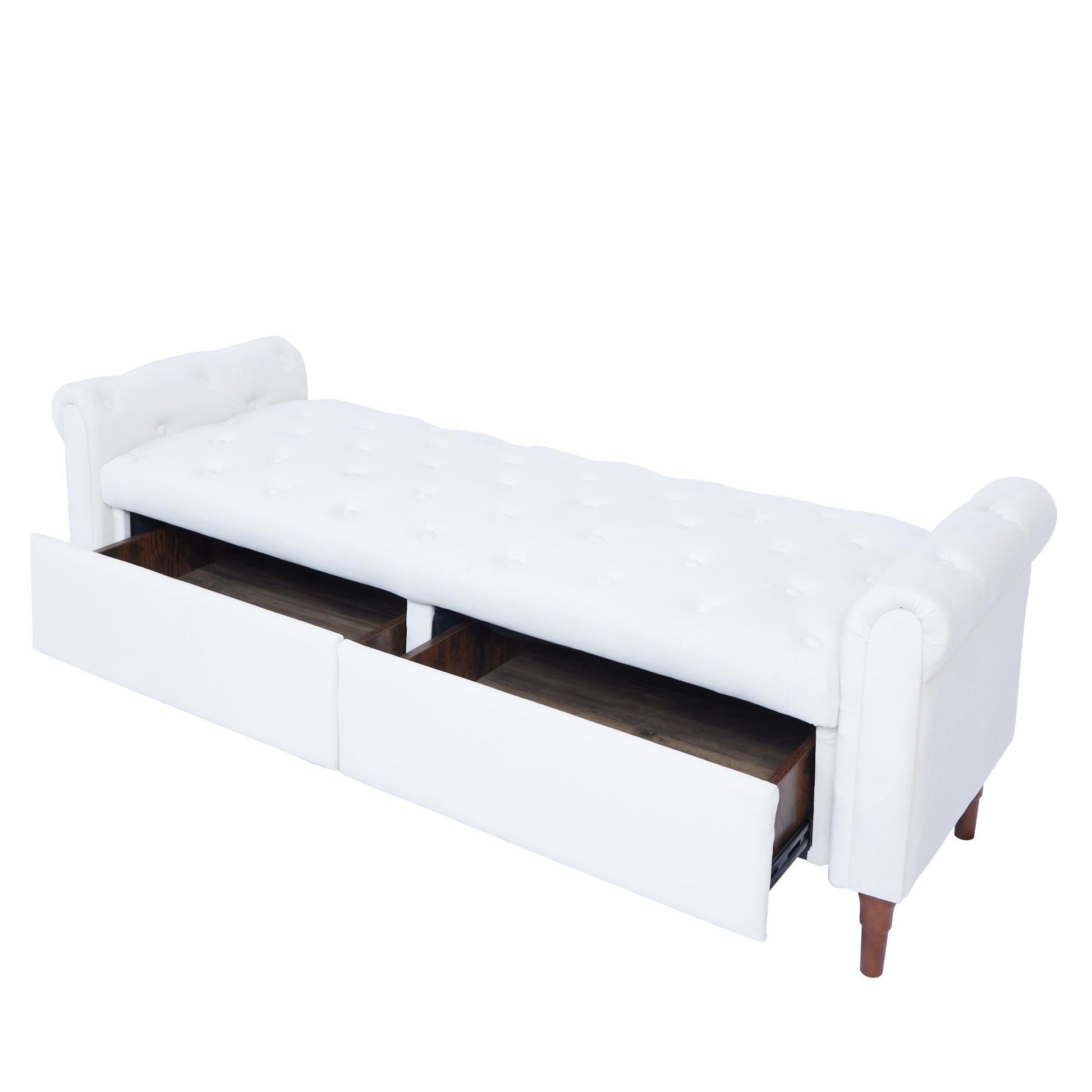 Storage Velvet Ottoman Bench with 2 Drawers for Bedroom End of Bed - FurniFindUSA