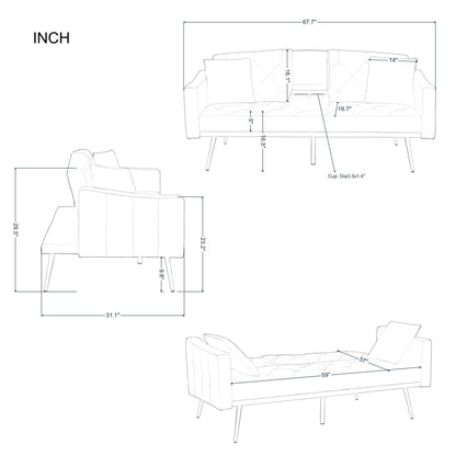 67.7” Futon Sofa bed - FurniFindUSA