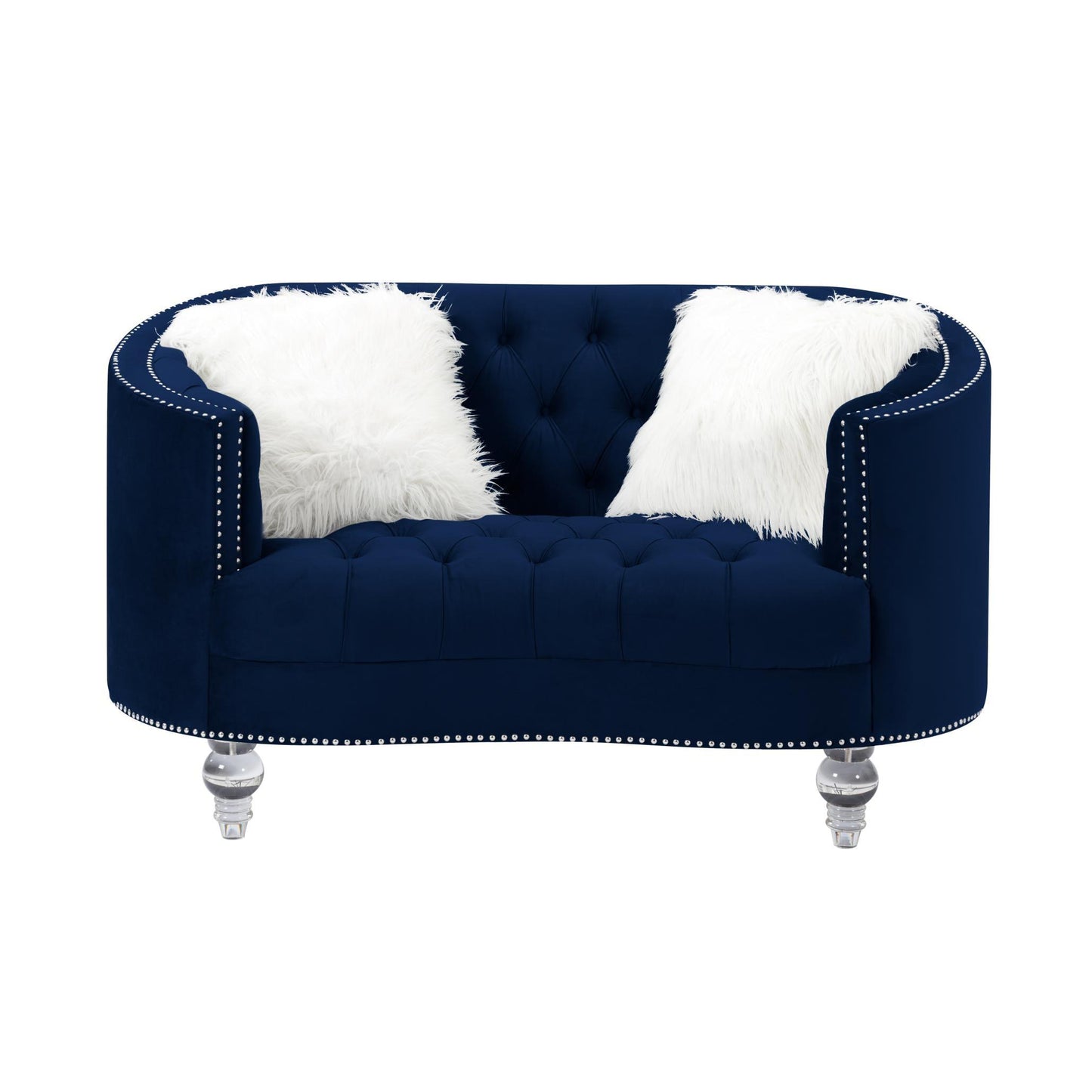 Living Room Loveseats Navy Blue Velvet - FurniFindUSA