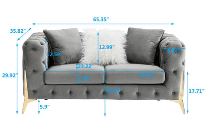 Velvet Loveseat for Living Room with Pillows