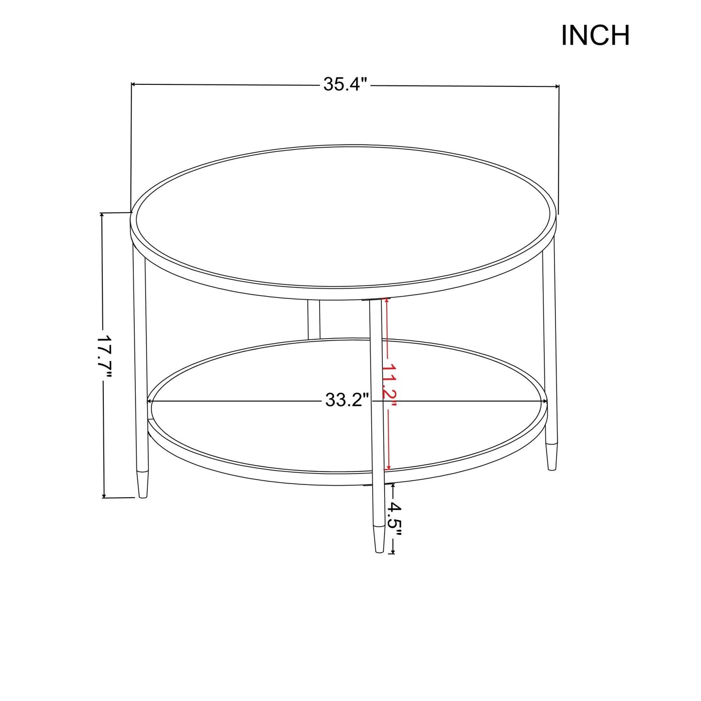 35.4” Round Coffee Table - FurniFindUSA