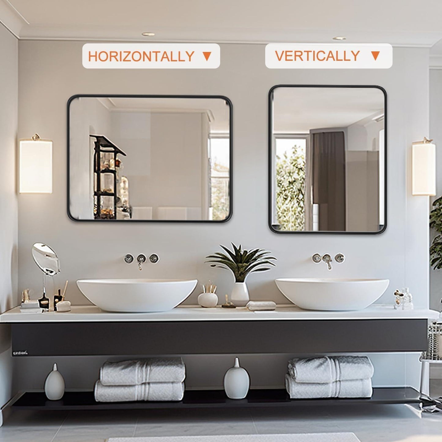 Black Bathroom Mirror Vanity Mirror for Wall - FurniFindUSA