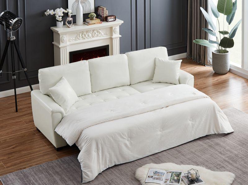 PU Leather Storage Sofa Bed Tufeted Cushion for Living Room