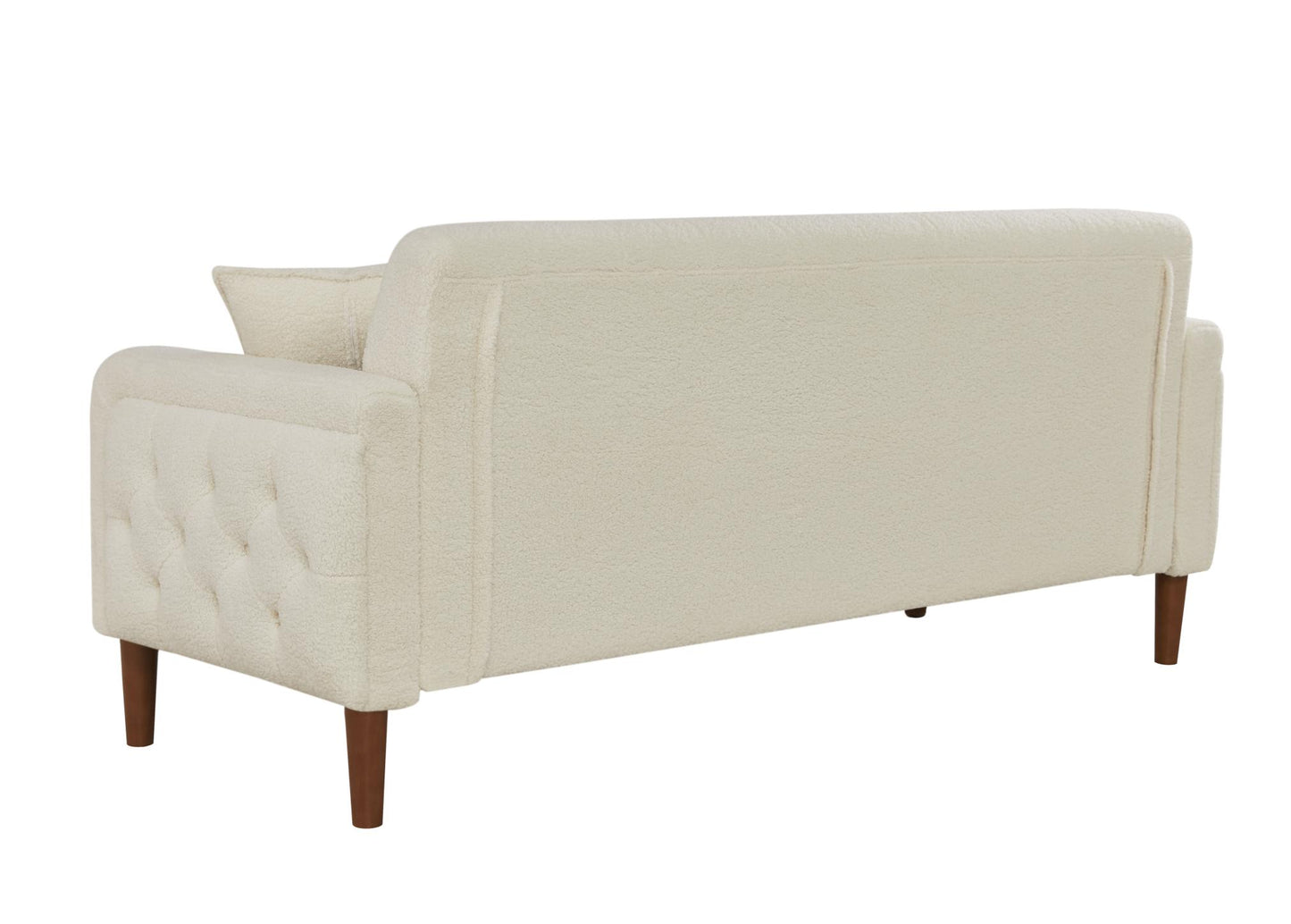 Hot Sale Modern Furniture Teddy Velet Sofa 2 Pillows Beige Loveseat with Button Tufting