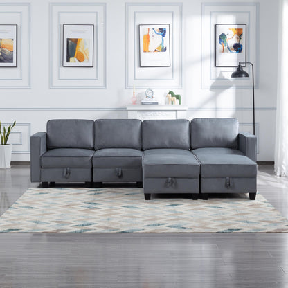 116” Square Arm Sectional Sofa