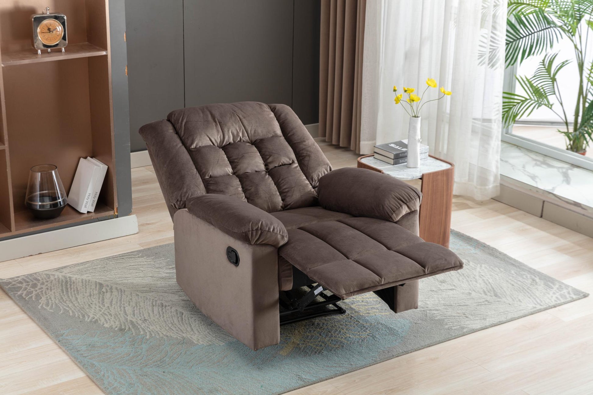 Classic Manual Recliner with Soft Padded Headrest and Armrest, Wonderful Chair&Sofa for Living Room and Bed Room - FurniFindUSA