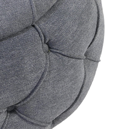 Large Button Tufted Woven Round Storage Footstool。Suitable for living room, bedroom, study - FurniFindUSA