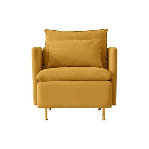 Modern fabric accent armchair,upholstered single sofa chair,Yellow Cotton Linen-30.7'' - FurniFindUSA