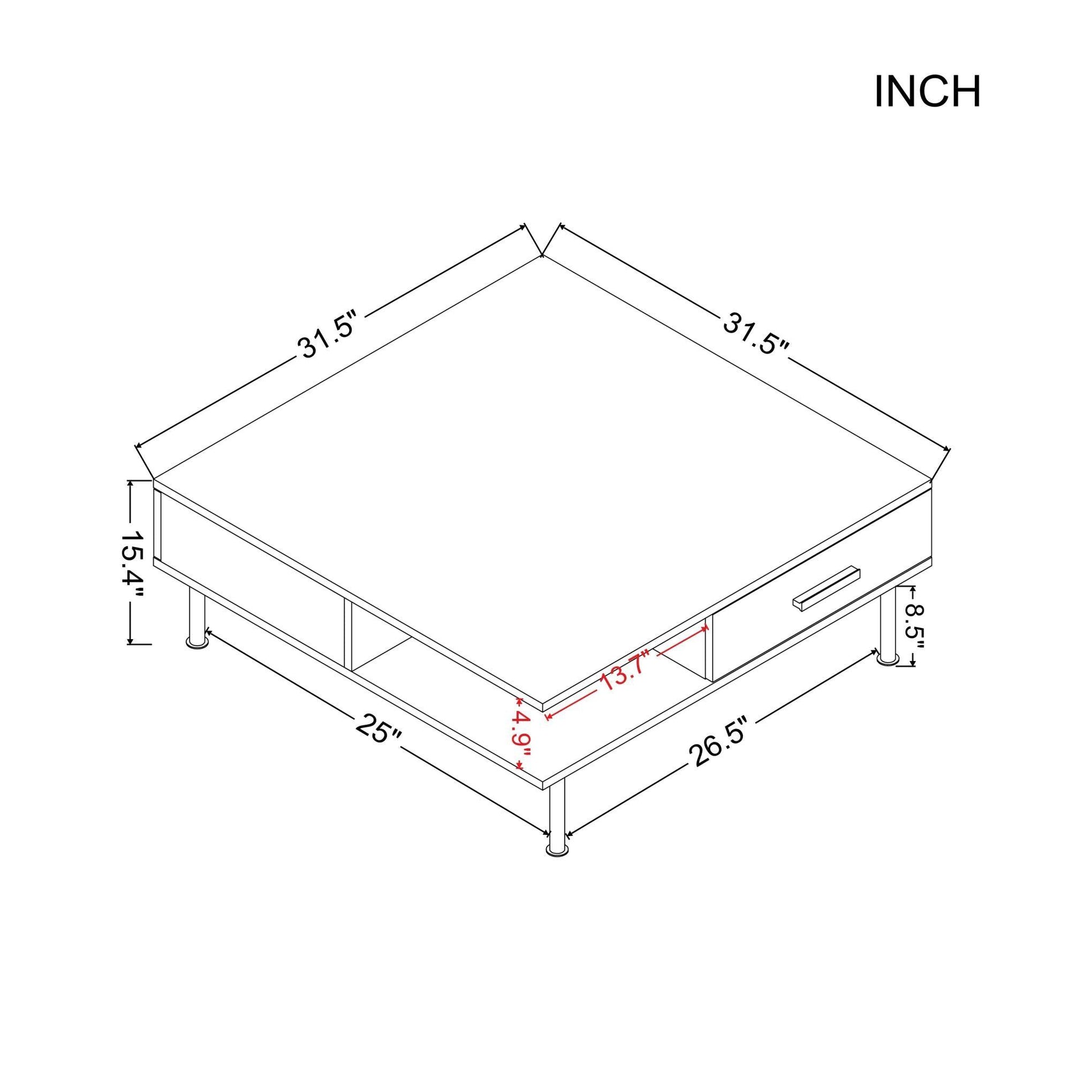 31.5” Square Coffee Table - FurniFindUSA