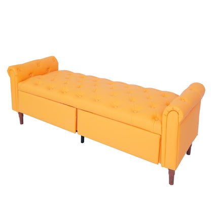 Storage PU Ottoman Bench with 2 Drawers for Bedroom End of Bed - FurniFindUSA