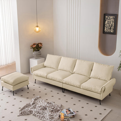 104.5"Modern Technical leather L-Shaped Sofa Couch with Convertible Ottoman - FurniFindUSA