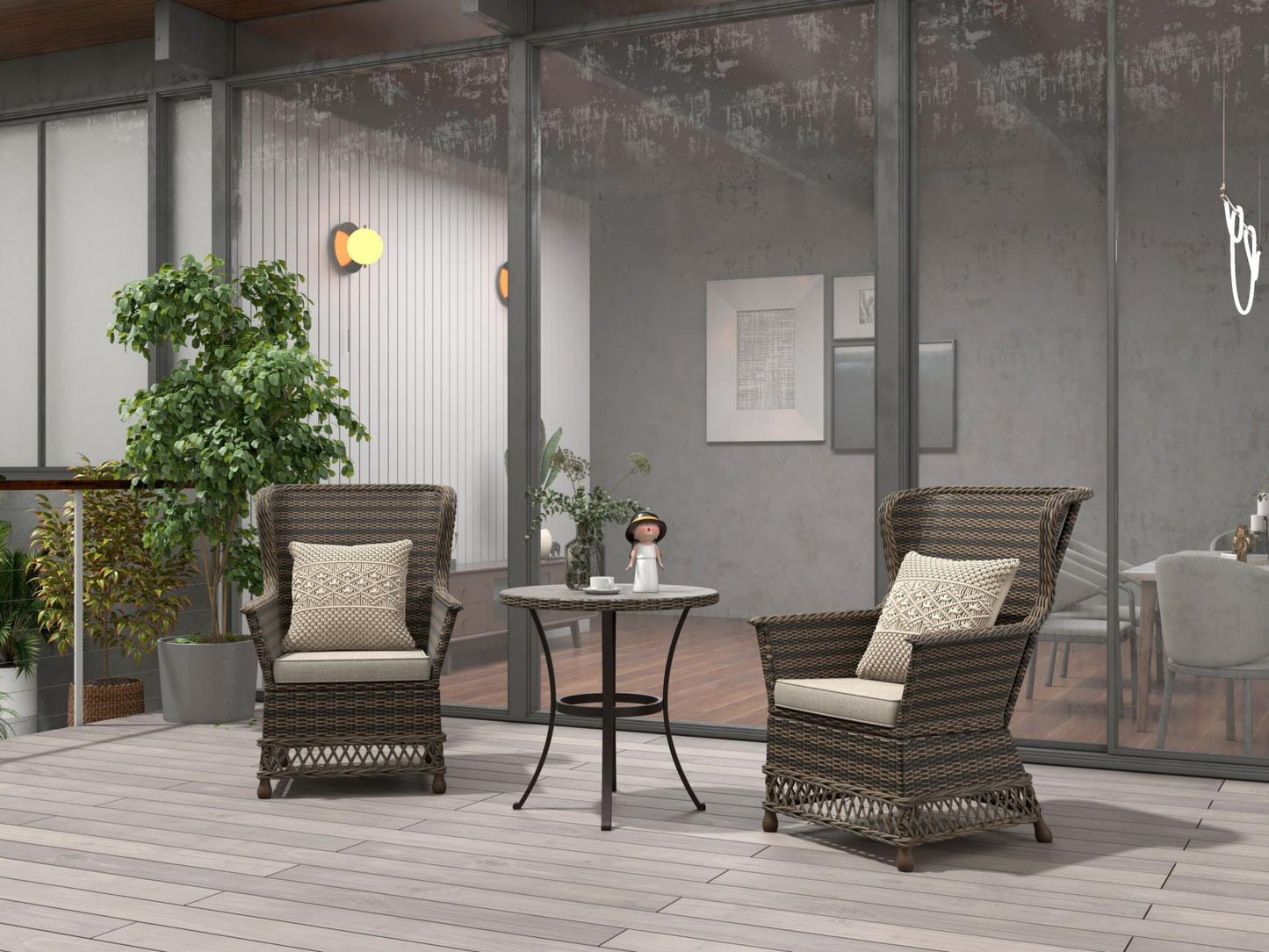 3 Pieces Outdoor Patio Wicker Furniture Set - FurniFindUSA