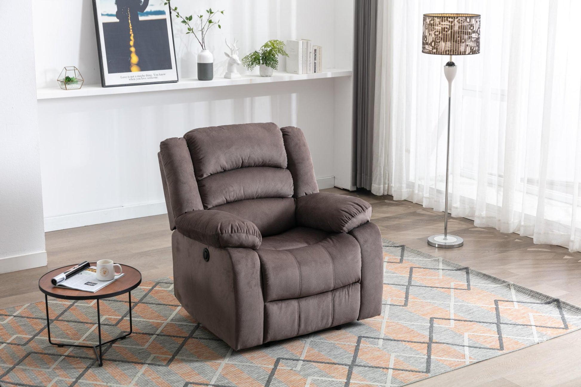 Classic Electric Recliner with Soft Cushion and Back, Small Sofa with Comfortable Armchair - FurniFindUSA