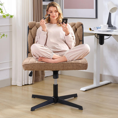 Armless Office Chair no Wheels, Ergonomic Wide Seat Swivel Desk Chair, Height Adjustable Cross Legged Comfortable Computer Chair for Living Room, Van - FurniFindUSA