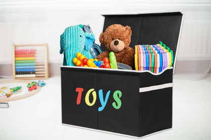 Large Toy Box Chest with Lid, Collapsible Sturdy Toy Storage Organizer Boxes Bins Baskets for Kids, Boys, Girls - FurniFindUSA