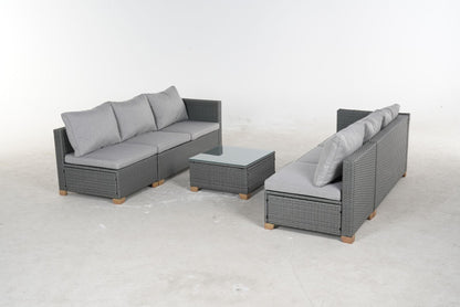 5 Piece Outdoor Rattan Sectional Sets，6 Seats with Cushion - FurniFindUSA