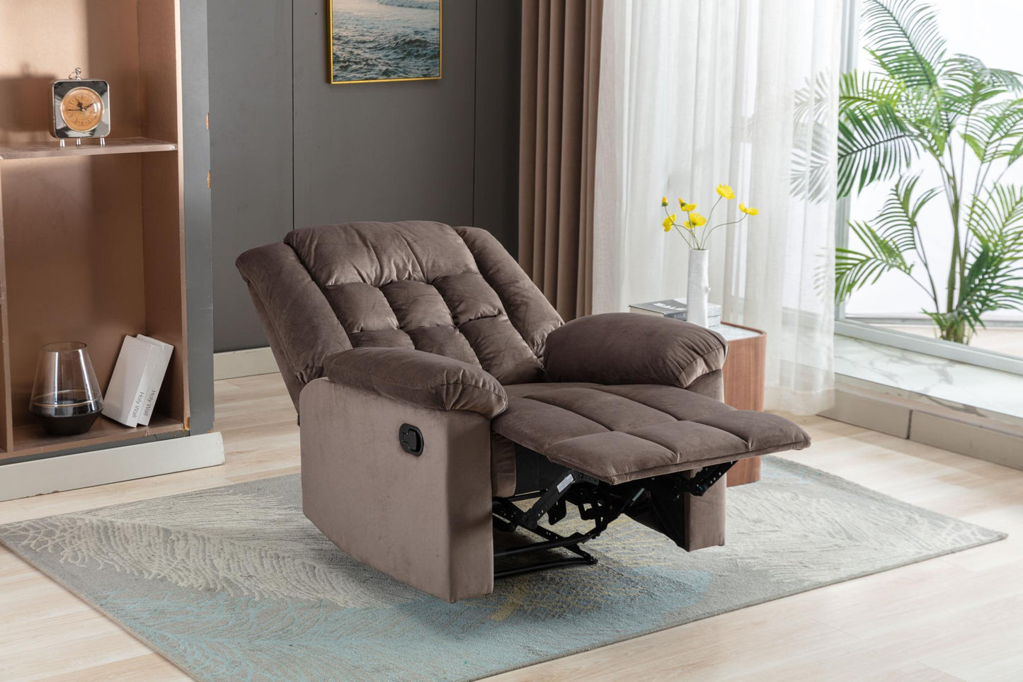 Classic Manual Recliner with Soft Padded Headrest and Armrest, Wonderful Chair&Sofa for Living Room and Bed Room - FurniFindUSA