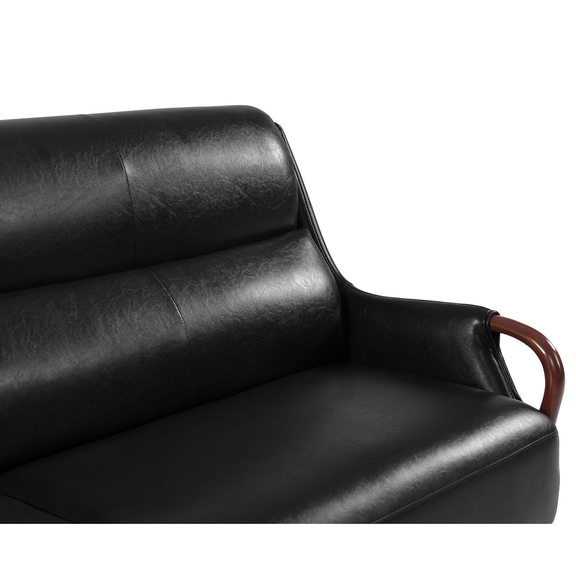 Modern-Central Sofa PU Leather Wooden Legs Bench for Living Room - FurniFindUSA