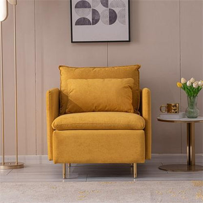 Modern fabric accent armchair,upholstered single sofa chair,Yellow Cotton Linen-30.7'' - FurniFindUSA