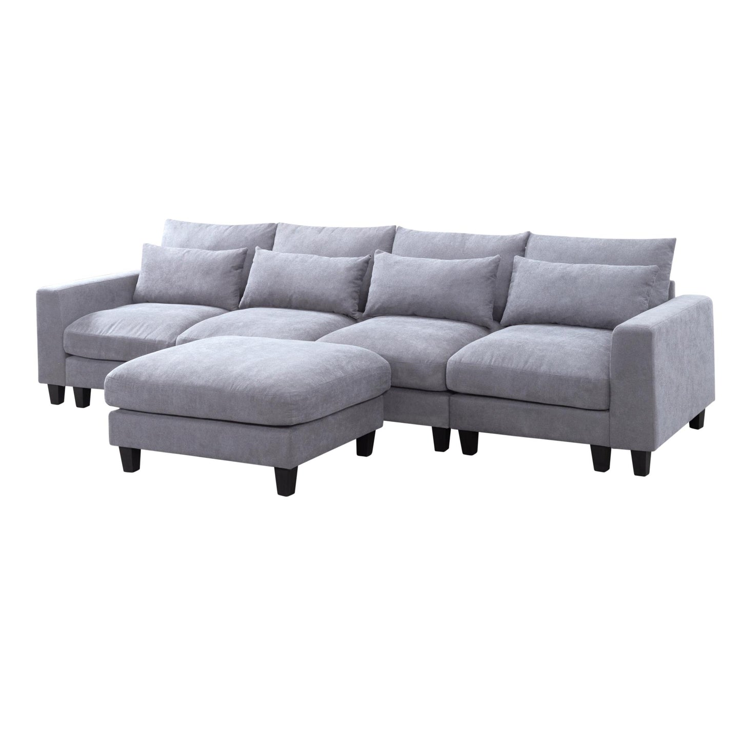 124.4” Modular L-Shaped Sectional Sofa with Ottoman