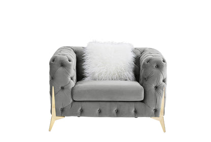 Gray Armchair Velvet Sofa for Living Room Furniture - FurniFindUSA