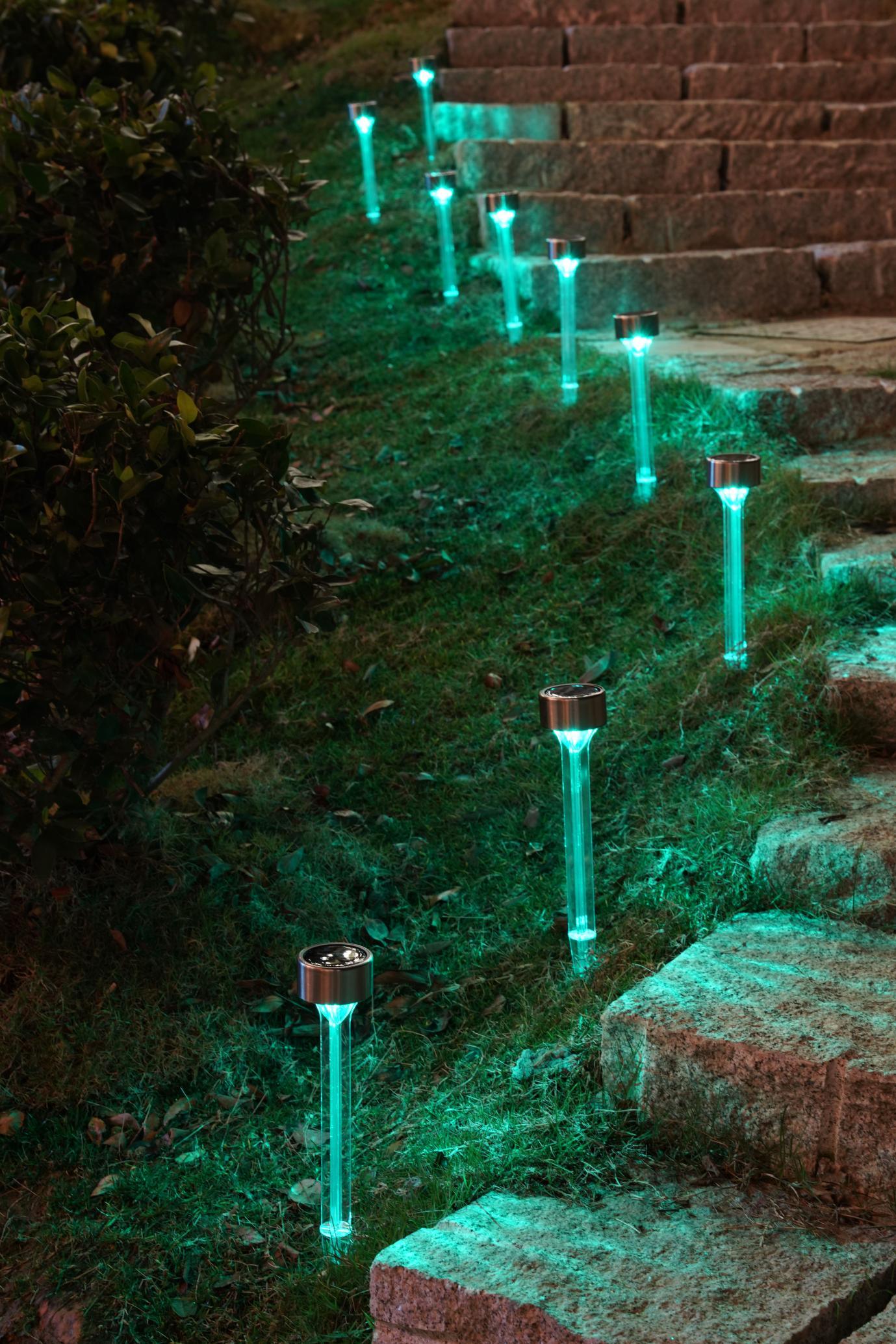 Solar Landscape Lights Transparent Decorative Waterproof, 10 Pack Solar Powered Pathway Lights - FurniFindUSA