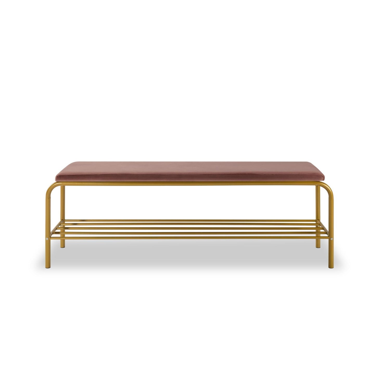 Single layer Shoe storage bench Pink Velvet - FurniFindUSA