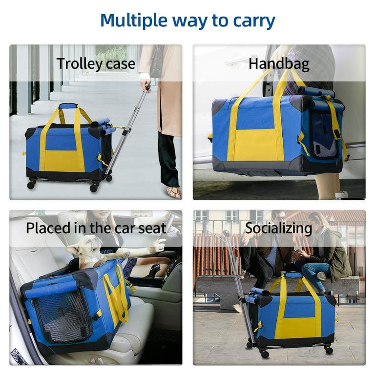 Pet Rolling Carrier with Wheels Pet Travel Carrier Transport Box Dog Strollers for Small Dogs/Cats Up to 28 LBS - FurniFindUSA