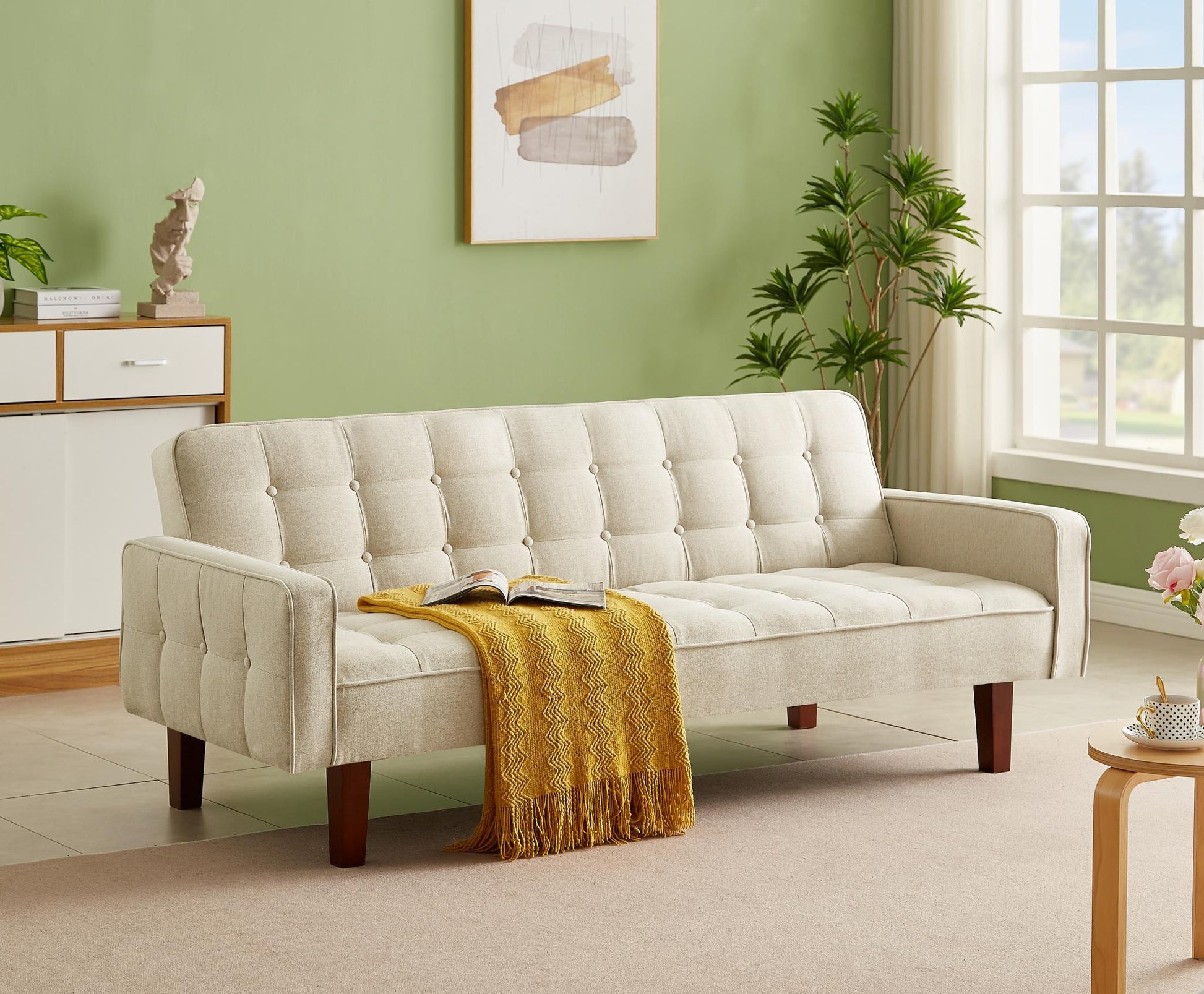 Solid Color Tufetd Sofa Save Space for Living Room - FurniFindUSA