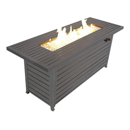 57in Outdoor Gas Fire Pit 50000 BTU Bronze Rectangular Propane Fire Pit Table - FurniFindUSA