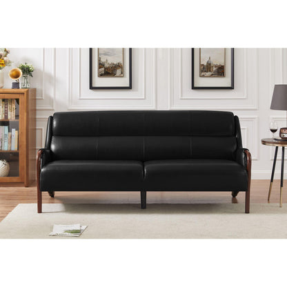 Modern-Central Sofa PU Leather Wooden Legs Bench for Living Room - FurniFindUSA