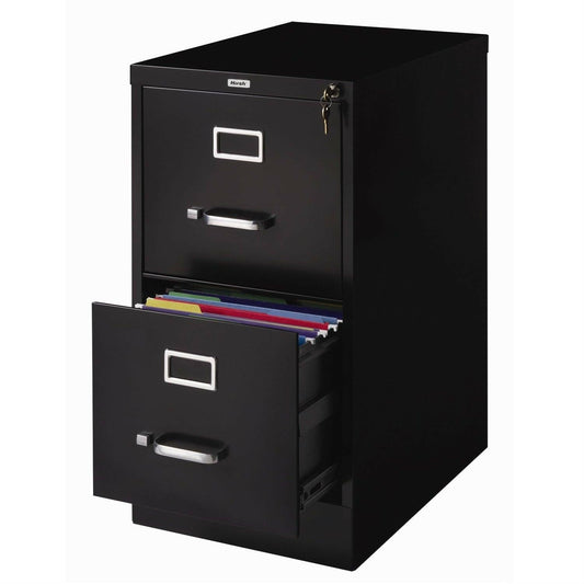 2-Drawer Vertical Filing File Cabinet with Lock in Black Metal - FurniFindUSA