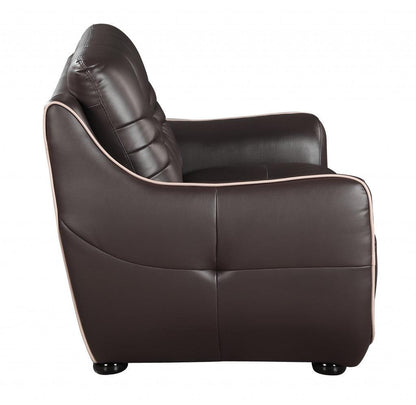 Leather Match Solid Color Flared Arms Club Chair Brown Legs - FurniFindUSA