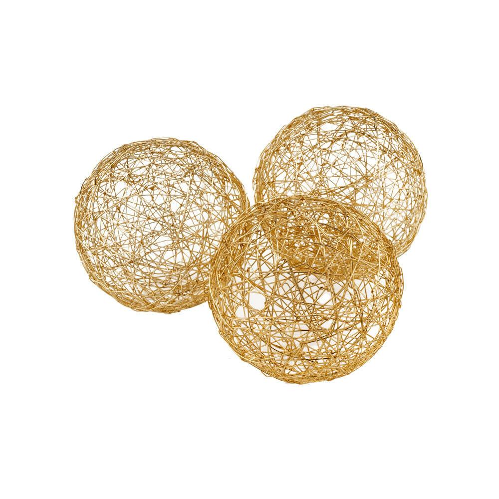 Guita Gold Wire Spheres/5"D - Box of 3 - FurniFindUSA