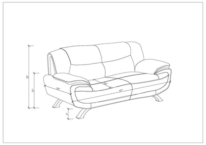 64" Brown And Silver Faux Leather Love Seat - FurniFindUSA