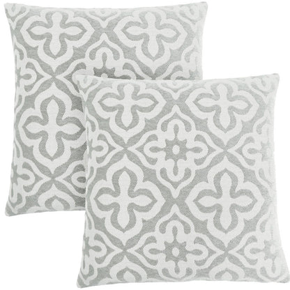 Set Of Two 18" X 18" Taupe Polyester Geometric Zippered Pillow