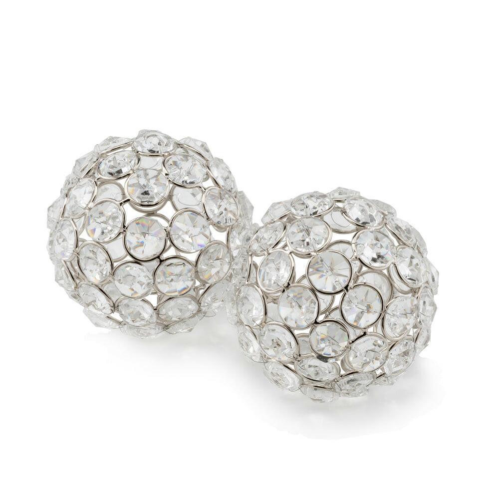 Facetas 3" Silver Cristal Spheres - Set of 2 - FurniFindUSA