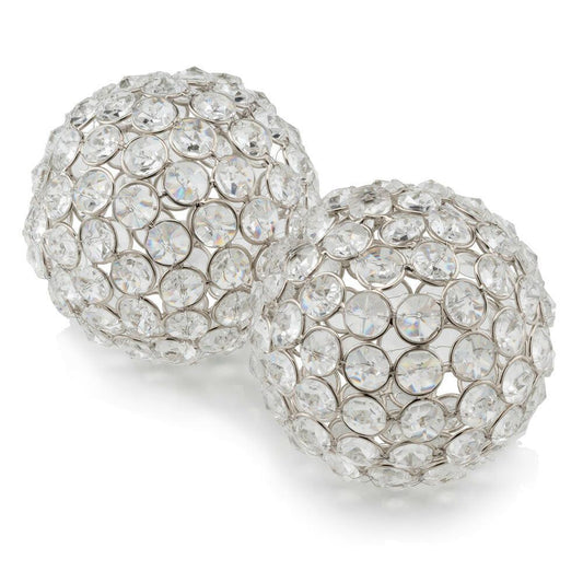 Facetas 4" Silver Cristal Spheres - Set of 2 - FurniFindUSA