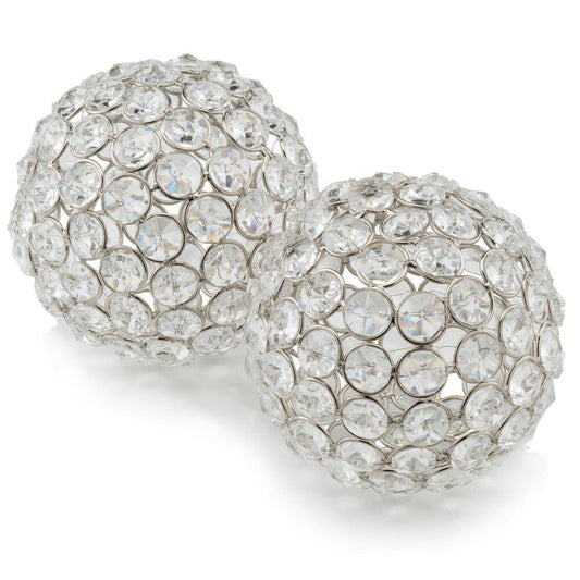 Facetas 5" Silver Cristal Spheres - Set of 2 - FurniFindUSA