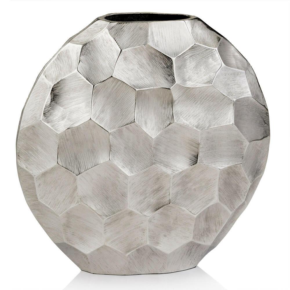 Facetado Round Silver Vase - FurniFindUSA