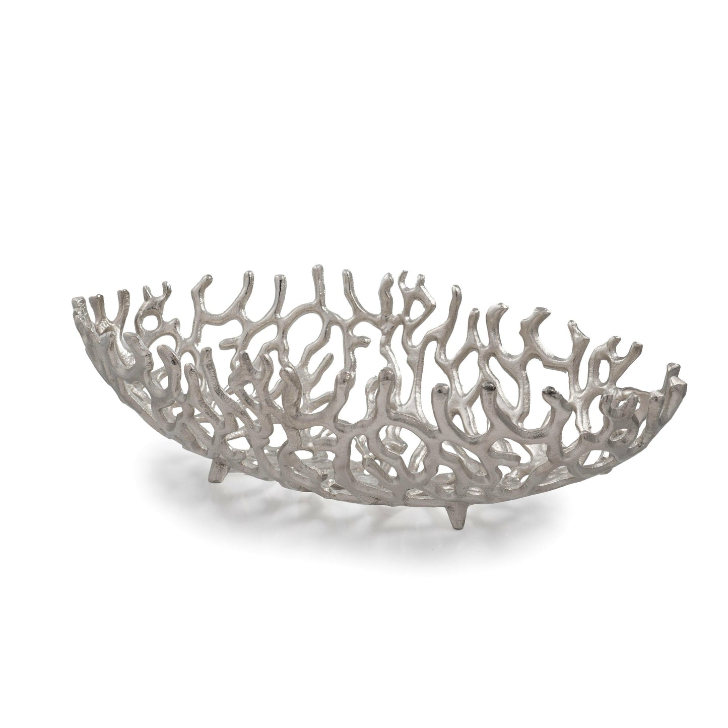 Coralino Oval Coral Bowl - Silver - FurniFindUSA