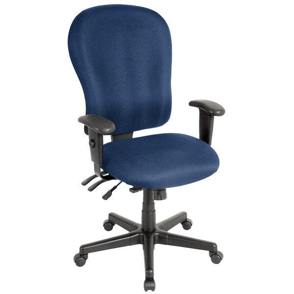 Navy Blue and Black Adjustable Swivel Fabric Rolling Office Chair - FurniFindUSA