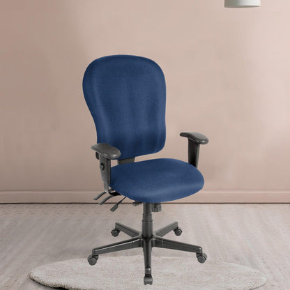 Navy Blue and Black Adjustable Swivel Fabric Rolling Office Chair - FurniFindUSA